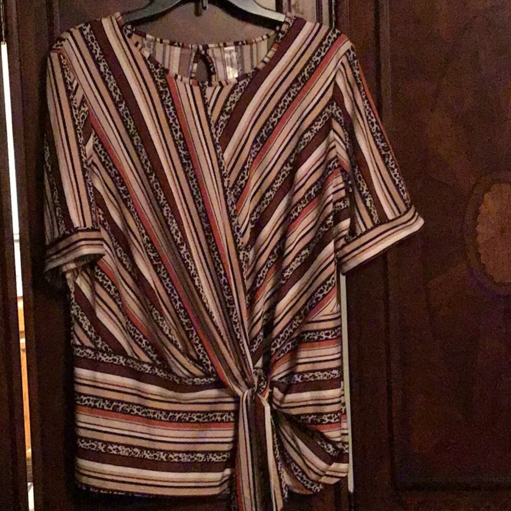 Animal Print -Faux Wrap Top